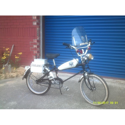 47 - Police Raleigh Grifter, a customised bicycle to look like a 1960's American  police motorcycle, with... 
