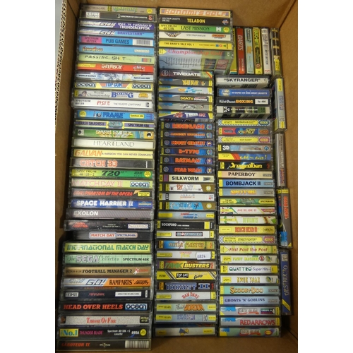 151 - Approximately one hundred ZX Spectrum cassette tape games in small cases, 1986 onwards, software hou... 