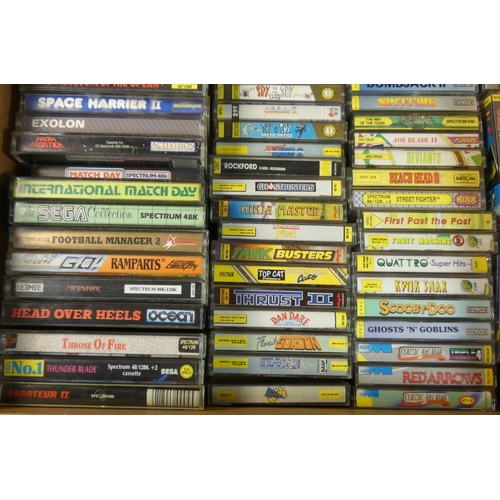 151 - Approximately one hundred ZX Spectrum cassette tape games in small cases, 1986 onwards, software hou... 