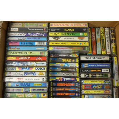 151 - Approximately one hundred ZX Spectrum cassette tape games in small cases, 1986 onwards, software hou... 