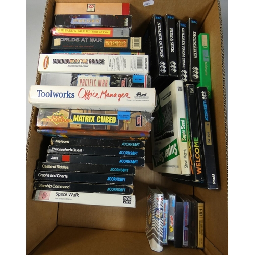 105 - Approximately thirty early IBM PC games and software on floppy disks in large cases, to include Go, ... 