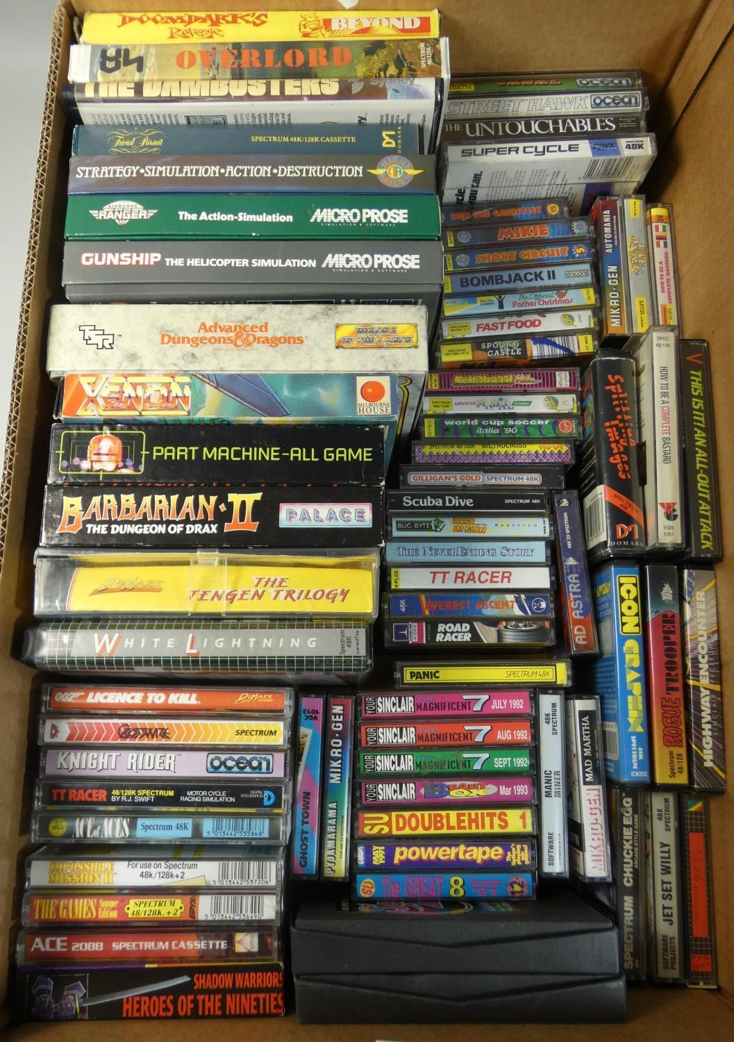 Approximately seventy ZX Spectrum cassette tape games and
