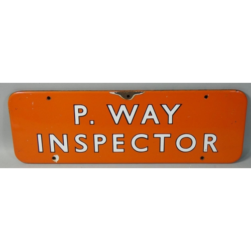 249 - A enamel B.R. N.E. 'P. Way Inspectors' door sign, 15 x 46 cm.
