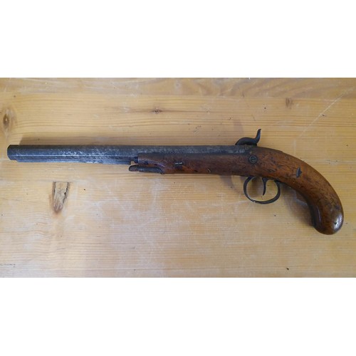 74 - A 19th century percussion cap pistol, with octagonal barrel.