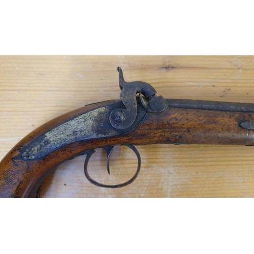 74 - A 19th century percussion cap pistol, with octagonal barrel.