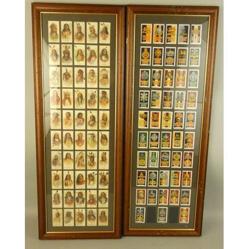 cigarette card collectors A framed cigarette card collection of American Indian Chiefs, issued by  Allen and Ginter, together w