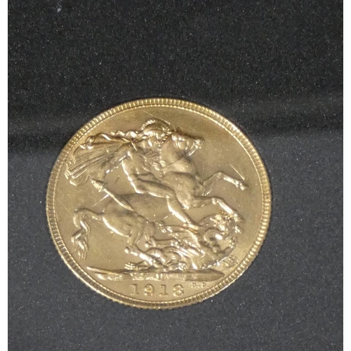 51 - George V gold sovereign, India mint, 1918, case, certificate. The Bombay mint only struck sovereigns... 