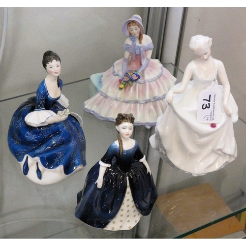 73 - A group of four Royal Doulton ladies, to include Rosalind HN2393, Daydreams HN1731, Tracy HN2736 and... 