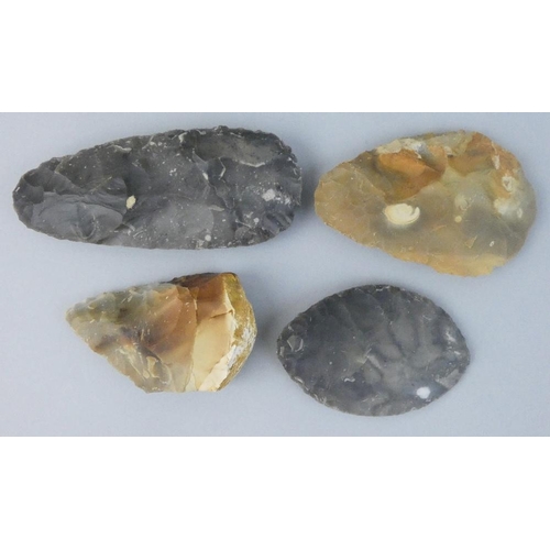 114 - Four modern knapped flint Neolithic/Mesolithic tools, by Will Lord (4). Born in 1970, Will Lord grew... 