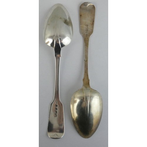 13 - A William IV Irish rat tail fiddle pattern table spoon, by Charles Marsh, Dublin, 1830, and a matchi... 