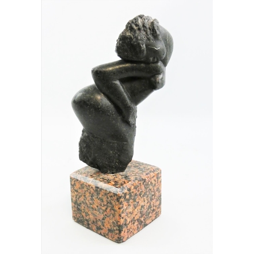 143 - John Taulbut, (b.1934), abstract lady, c.1995, Polyphant stone, signed, mounted on a granite plinth,... 