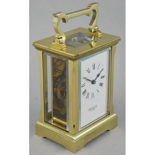 263 - Searle & Co. Ltd, Royal Exchange, London, a five window Anglaise brass carriage time piece, the whit... 