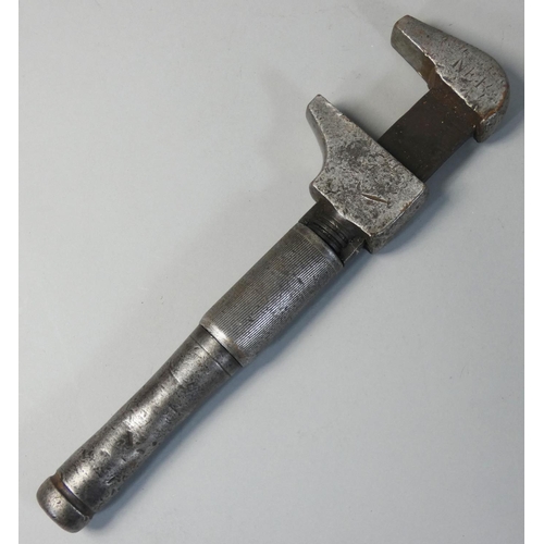 206a - A N.E.R. adjustable workshop wrench stamped N.E.R. 31 cm long.