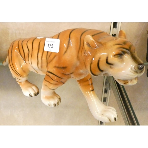 175 - A mid-20th century Royal Dux porcelain model of a tiger, marked No. 312, hand painted, made in Czech... 