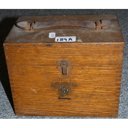 189A - A mahogany cased British Broadcasting Company (BBC) Edison bell radio, ‘Type A approved by postmaste... 