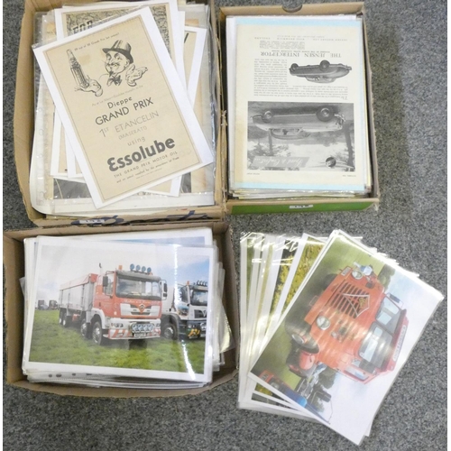 198 - Three boxes of assorted vintage car advertisements and press cuttings, circa 1930-50’s, to include W... 