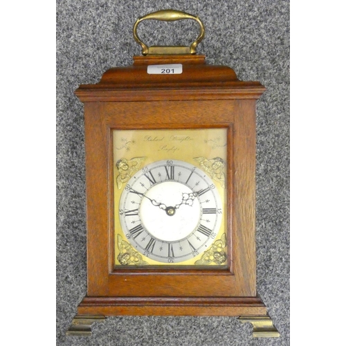 201 - A mahogany cased carriage clock, inscribed 'Richard Broughton Longhope', with Roman numerals, gilt c... 