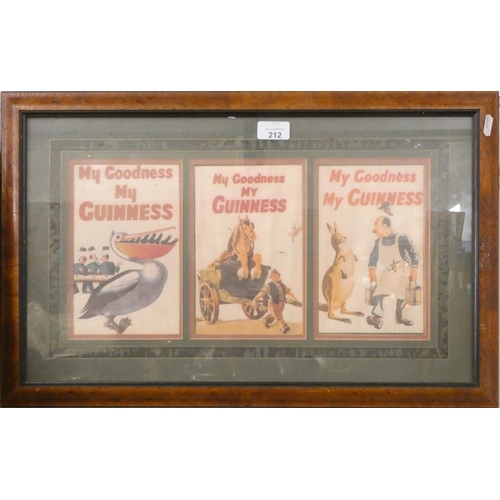 212 - Three Guinness prints, framed, 38x60cm overall