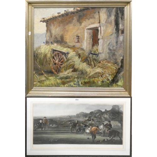 221 - Hauer, 20th century, French farmyard scene, St. Remy de Provence, dated May 1943, oil on board, 60x7... 