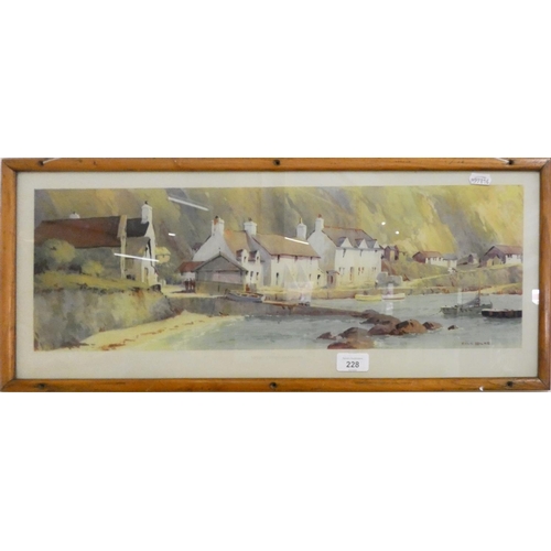 228 - A framed carriage print depicting 'Nevin, Caernarvonshire', signed bottom right hand corner 'Ellis S... 