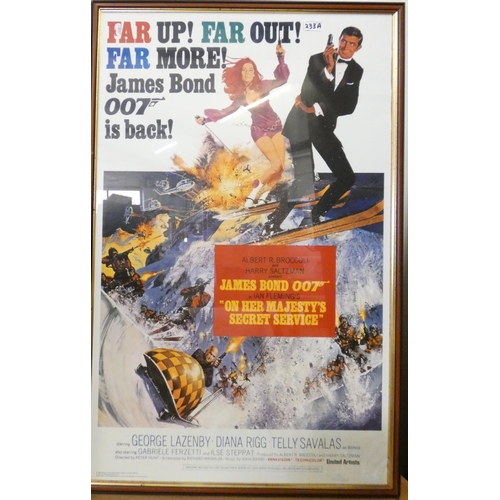 233a - James Bond On Her Majesty's Secret Service, a 1997 Eon Productions copy of the 1969 movie, 95x65cm