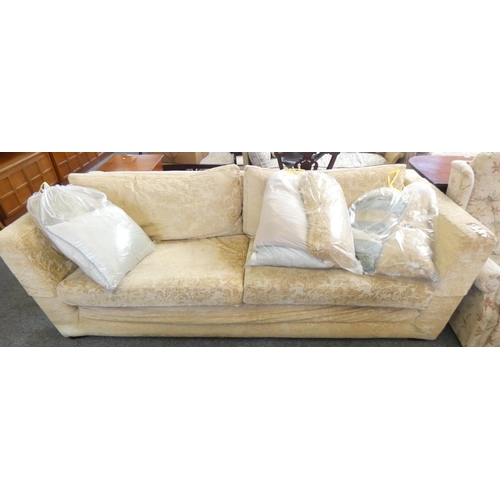 238 - A large Multiyork sofa, approx 245cm wide, in lemon fabric with loose cushions