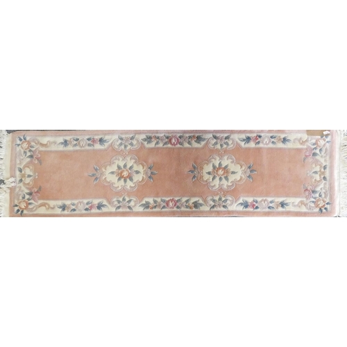 249 - A pink and cream rug, approx 180x280cm and a salmon and cream runner, approx 70x250cm (2)