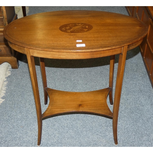 262 - An Edwardian mahogany inlaid oval occasional table with under tier