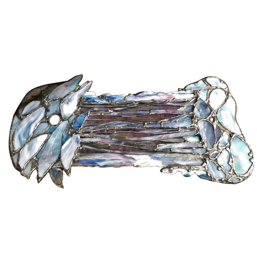 290 - John Leathwood, Hull, a purple and blue glass and lead floral wall hanging, 60cm