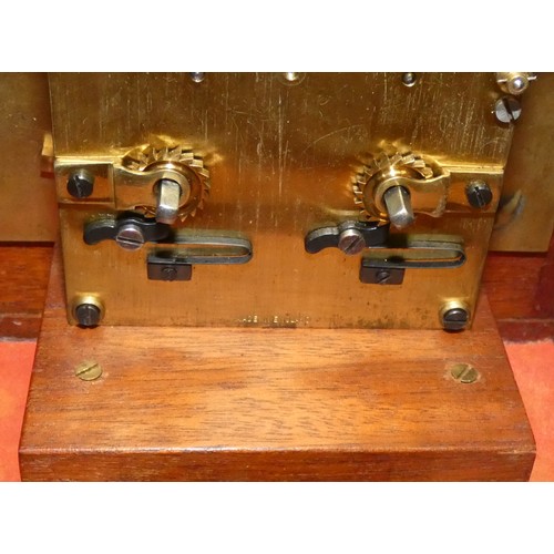 201 - A mahogany cased carriage clock, inscribed 'Richard Broughton Longhope', with Roman numerals, gilt c... 