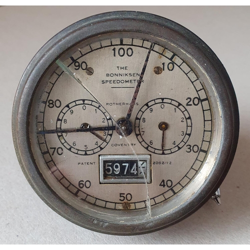 155 - A Bonniksen 100MPH speedometer, by Rothermans of Coventry, c.1925, the nickel case with silvered dia... 