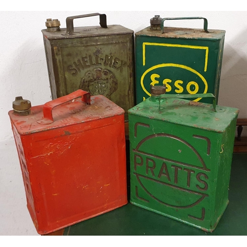 88 - Four petrol cans with caps, Shell-Mex, Pratts, Esso and SM & BP Ltd (4).