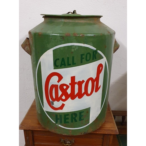 90 - A green can, with painted Castrol motif, 43 cm.