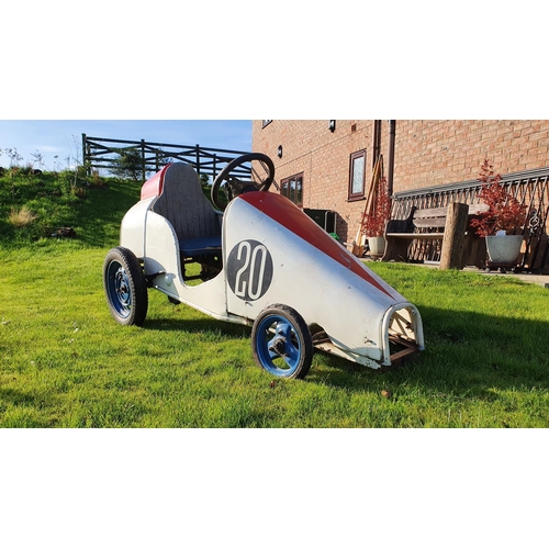 101 - A scratch built pedal car, c 1960/70's, constructed from shaped tube and angle iron, using J40 runni... 