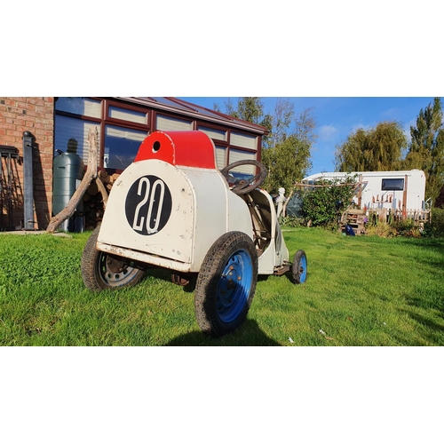 101 - A scratch built pedal car, c 1960/70's, constructed from shaped tube and angle iron, using J40 runni... 