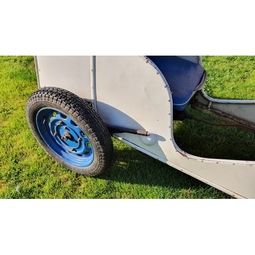 101 - A scratch built pedal car, c 1960/70's, constructed from shaped tube and angle iron, using J40 runni... 