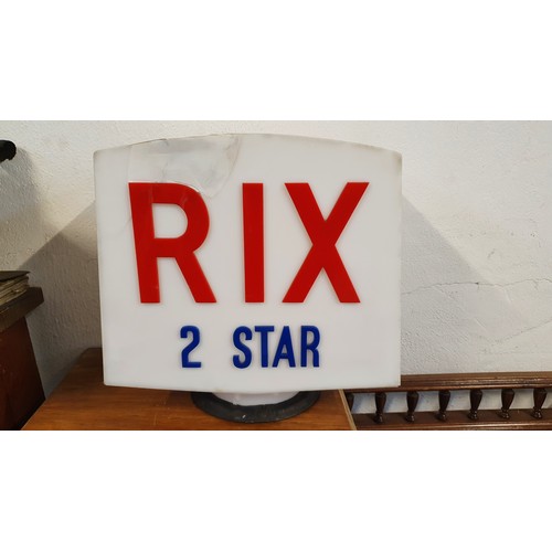 98 - A plastic RIX 2 STAR petrol globe, repaired, 34 cm.