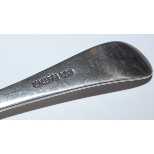 140 - A silver Old English pattern serving spoon, Sheffield 1916 and another serving spoon, Birmingham 193... 