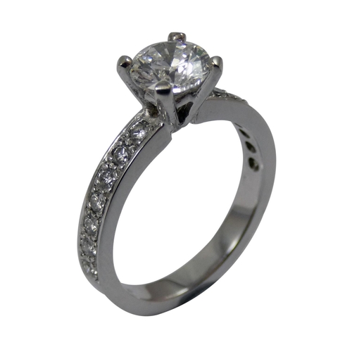 96 - A platinum and diamond single stone ring, claw set with a brilliant cut stone, weighing 1.005cts, co... 