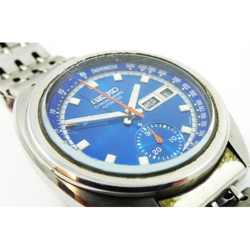 165 - Seiko, a stainless steel chronograph automatic gentleman's day/date wristwatch, ref 6139 - 6012, c. ... 