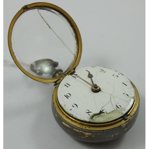 160 - Edward Tomlin, London - a George III metal and tortoiseshell pair cased verge pocket watch, c. 1770,... 