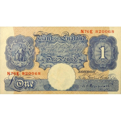 82 - A Bank of England Ten Pound note, J.B. Page, together with two One Pound notes, Peppiatt, Beale and ... 