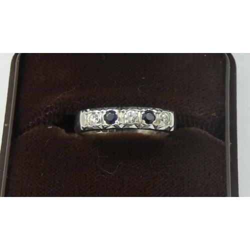 89 - A platinum, sapphire and diamond half eternity ring, set with brilliant cut stones, size K, weight 5... 