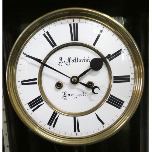 426 - A. Fattorini, Harrogate, an ebonised Vienna style wall clock,  the white enamel two part dial with R... 