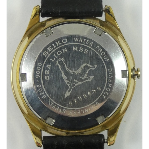 167 - Seiko, Sea Lion gilt metal gentleman's automatic wristwatch, circa 1966, the silvered dial with date... 