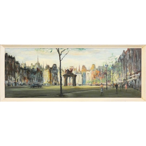 403 - Leonard Kingswood, Cornwall 20th century, a pair of London street scenes, signed, oil on board, 32 x... 