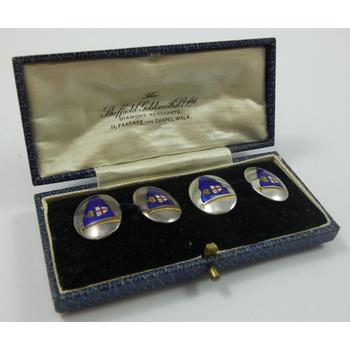 128 - Of Royal London Yacht Club interest; a pair of sterling silver and enamel cufflinks,20 x 13 mm,