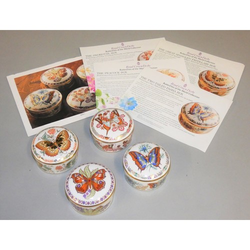 317 - Royal Crown Derby Butterflies of the World collection to include, The Swordtail box, The Great Spang... 