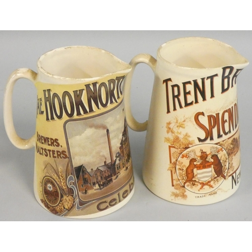 329 - Of brewery interest; a Hook Norton four pint beer jug, 22 cm and another similar for Trent Brewery, ... 