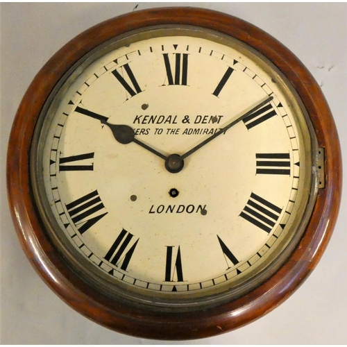 435 - Kendal & Dent, Makers to the Admiralty, London, a mid Victorian mahogany wall clock, the 12